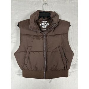 Garage‎ Women's Mini Brown Puff Vest Size Small